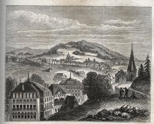 Plombieres-les-Bains (Plombieres les Bains) ヴォージュの温泉保養地 - V.A. Malt-Brown著「La France illustree: Geography, history, statistical administration」に掲載された彫刻。1884 作： French School