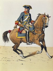 19世紀の馬に乗ったc.1750の警察官（色の彫刻）