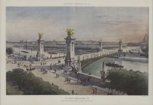 アレクサンドル3世橋、1900年万国博覧会、パリ（カラーリトグラフ 作： French School