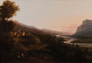 ポンチャラ渓谷またはイゼール渓谷、シャトー・バイヤール 1800 1850年 （油彩・カンヴァス） 作： French School