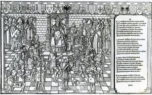 1095年にクレルモン評議会を統括する教皇都市II 作： French School