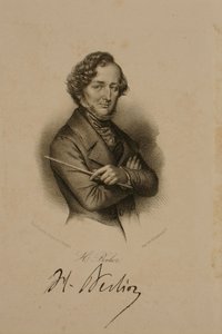 ヘクターベルリオーズの肖像と署名（1803-69）