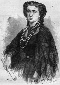 フランスの歌手、アンナ・ド・ラ・グランジュ（ラグランジュ）（1824-1909）の肖像。1863年10月24日付の「Le Monde Illustre」341号に掲載された図版。 作： French School
