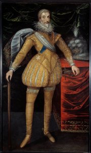 ヴァレッタのジャン・ルイ・ド・ノガレ（1554-1642）エペルノン公爵の足元の肖像。フランス派の絵画 作： French School