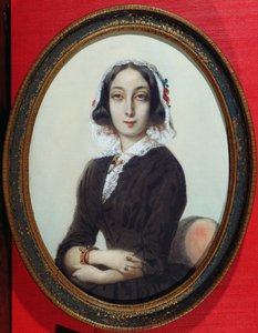 ジョージサンドの肖像画のミニチュア（1804-76）c.1840 作： French School