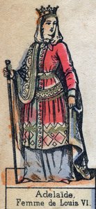 フランスのルイ6世の妻、アデル・ド・サヴォア（アリクスまたはアデレード・ド・モーリエンヌ）（1100～1154年頃）の肖像。カペティアン朝）。19世紀後半のイラスト。 作： French School