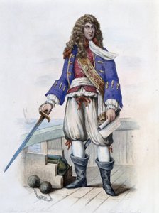 トゥルヴィル伯爵アンヌ・ヒラリオン・ド・コスタンタン（コタンタン）提督（1642-1701年）の肖像 - パリのメネシェによる「Le Plutarque francais」にて 作： French School