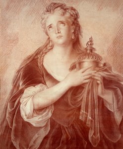 フランスの劇画家、アドリアン・ルクヴルール（1692-1730）の肖像。フィリップ・ドゥ・サン・アルバン作画 作： French School