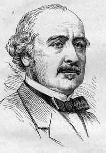 フランスの政治家、外交官、歴史家、エッセイスト、学者であるAlbert de Broglie (1821-1901)の肖像。1874年3月14日付「Le Monde Illustré」883号に掲載されたエングレーヴィング。 作： French School