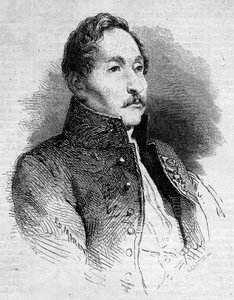 フランスの画家、アレクサンドル・デニス・アベル・ド・プジョル（1787-1861）の肖像。1861年10月12日付「Le Monde Illustré」235号に掲載されたエングレーヴィング。 作： French School