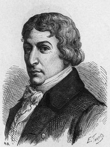 スイスの物理学者、Ami (Aime) Argand (1755-1803)の肖像。- 1896年の「科学のアルバム；著名な科学者；偉大な発見」に掲載。 作： French School