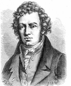 フランスの物理学者、アンドレ・マリー・アンペール（1775-1836）の肖像画。