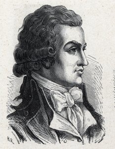 Antoine Pierre Joseph Marie Barnave (1761-1793) フランスの政治家の肖像。1889年のエングレーヴィング。個人蔵。 作： French School