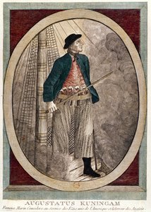 1780年頃の独立戦争中に活躍したアメリカ人海賊、アウグスタトゥスクニンガムの肖像 作： French School