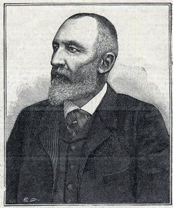 化学者、実業家、アルザスの政治家であったAuguste Scherer-Kestner (Scheurer Kestner) (1833 -1899)の肖像。1897年のエングレーヴィング。個人蔵。 作： French School