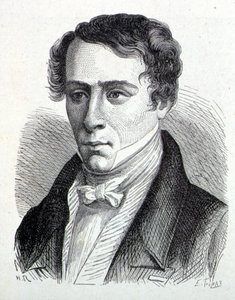 フランスの物理学者Augustin Fresnel (1788- 1827)の肖像 - 1896年の "Album of Science; illustrious scientists; Great discoveries "に掲載。 作： French School