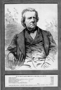 フランスの劇作家で慈善家のテイラー男爵（Isidore Justin Severin Taylor, dit）（1789年～1879年）の肖像。1879年9月13日付「Le Monde Illustré」1172号に掲載されたエングレーヴィング。 作： French School