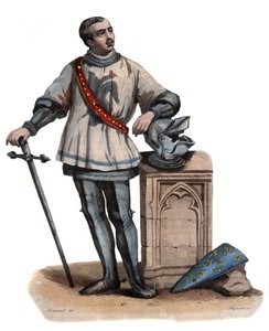 ブルトン人の騎士であり、フランスの軍司令官であったベルトラン・デュゲスクラン（Du Guesclin）（1320-1380）の肖像。 作： French School