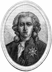 ルイ16世時代のフランスの政治家（1734-1802）で、財務管理者であったシャルル・アレキサンドル・ド・カロンヌの肖像。モーリス・ラシャトレ著「Histoire des Papes-Rois-Queen and Empereurs a travers les centuries」に掲載されている図版