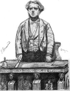フランスの弁護士・政治家、シャルル・フロケ（1828-1896）の肖像。1月16日の「La gazette du dimanche」に掲載されたエングレーヴィング 作： French School