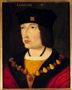 シャルル8世（1470 - 1498）の肖像 ルイ11世の息子であるフランス王。フランス派の無名の絵画