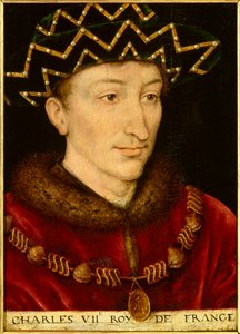 フランス王シャルル7世（1403-1461）の肖像。フランス派の絵画 作： French School