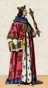 フランス王シャルル5世（1338～1380年）の肖像。 作： French School