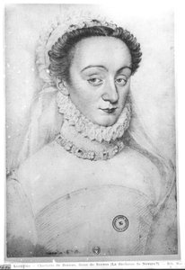 シャルロット・ド・ボーヌ（1551-1617）の肖像16世紀〜17世紀のソーヴ大聖堂 作： French School