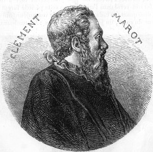 詩人Clement des Marets dit Marot (1496-1544)の肖像。1885年頃の「Histoire Populaire de la France」に掲載されています。エングレービングです。 作： French School