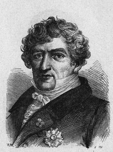 フランスの動物学者・古生物学者キュヴィエ（1769-1832）の肖像画（1896年の "Album de la Science; illustrious scientists; Great discoveries "掲載 作： French School