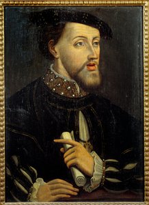 皇帝シャルル5世（1500-1558）の肖像。フランス派の無名の絵画。16世紀シャンティのミュゼ・コンド 作： French School