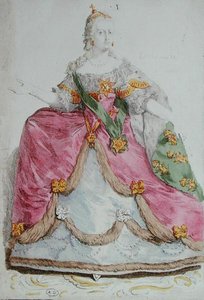 ロシア皇后エカテリーナ2世（1729-96）大帝の肖像 18世紀後半（彩色彫刻版） 作： French School