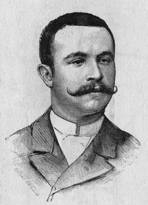 フランスの航空技術者Francois Lhoste (1859-1887)の肖像 - 1896年の "Album de la Science; illustrious scholars; Grandes disouvertes "に掲載されています。 作： French School