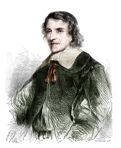 フランスの哲学者、フランソワ・ド・ラ・モテ・ル・ヴェイヤー（La-Mothe-Le-Vayer）（1585-1672）の肖像。1858年のエングレーヴィング。 作： French School