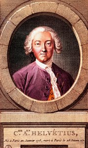 フランスの哲学者クロード・アドリアン・ヘルヴェティウス（1715-1771）の肖像、エングレーヴィング。1772.