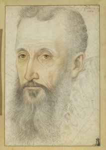 ジョージタルボットの肖像、第6シュルーズベリー伯爵（1528-90）（チョーク、紙の上） 作： French School