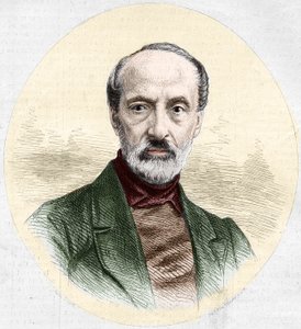 ジュゼッペ・マッツィーニ（1805-1872）の肖像。1872年3月16日付「Le Monde Illustré」779号に掲載されたエングレーヴィング。 作： French School