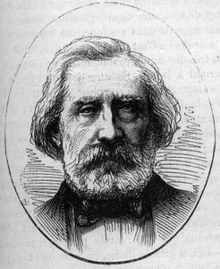 フランスの建築家、アンリ・ラブロウステ（1801-1875）の肖像。1874年5月2日付「Le Monde Illustré」890号に掲載されたエングレーヴィング。 作： French School