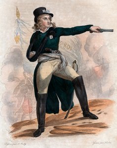 フランス革命時の王立ヴァンデアン蜂起（戦争のヴァンデー）の将軍、アンリデュヴェルジエ（ヴェルジェ）、コントロラデジャケライン（1772-1794）の肖像。 作： French School