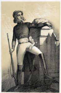 ロシュジャクレーン伯爵Henri du Vergier（またはVerger de La Rochejacquelein）（1772-1794）の肖像 - Albert Maurinの「Galerie historique de la Revolution francaise」にて 作： French School