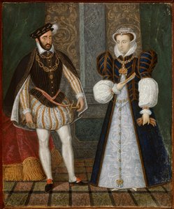 フランス国王ヘンリー2世（1519年～1559年）とカトリーヌ・ド・メディチ（カテリーナ・ド・メディチ）（1519年～1589年）夫妻の肖像。匿名のフランス絵画 作： French School