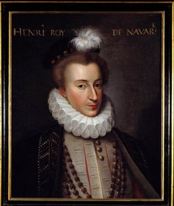 アンリ4世（1553-1610）フランス王の肖像 フランス派の絵画。16世紀 日0,51x0,61m。ポー、城の博物館