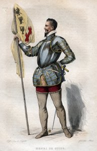 傷を負った者」と呼ばれるギーズ公ヘンリー1世（1550-1588）の肖像（Edmond Mennechetの「Le Plutarque Français」からの挿絵 作： French School