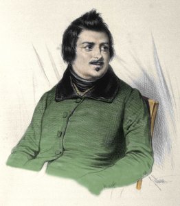 フランスの作家、オノレ・ド・バルザック（1799-1850）の肖像。 作： French School