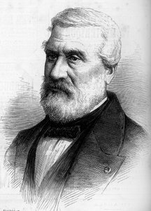 フランスの画家、ジャン・アントワーヌ・テオドール、バロン・グダン（1802-1880）の肖像。1880年4月8日付「Le Monde Illustré」1206号に掲載されたエングレーヴィング。 作： French School