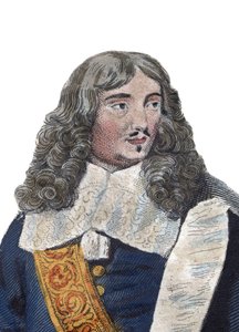 フランスの政治家、ジャン・バティスト（Jean-Baptiste）・コルベール（1619-1683）の肖像。エドモンド・メネシェの「Le Plutarque Français」からの挿絵。 作： French School