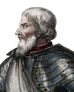 フランスの元帥であるブシコーと呼ばれるジャンIIルマイングル（ルメアングル）（1366-1421）の肖像画。 作： French School