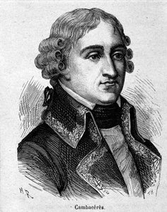 フランスの法学者・政治家であるパルマ公爵ジャン・ジャック・レジス・ド・カンバセレス（1753-1824）の肖像 - 彫刻 - アンリ・マルタン著『フランス史』所収 作： French School