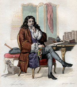 ジャンドラフォンテーヌ（ラフォンテーヌ）（1621-1695）の肖像、フランスのファビスト、詩人。 作： French School