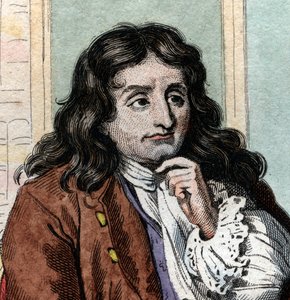 ジャンドラフォンテーヌ（ラフォンテーヌ）（1621-1695）の肖像、フランスのファビスト、詩人。 作： French School
